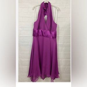 Donna Ricco Surplice Chiffon Halter Cocktail Dress Size 22 -Magenta NWT